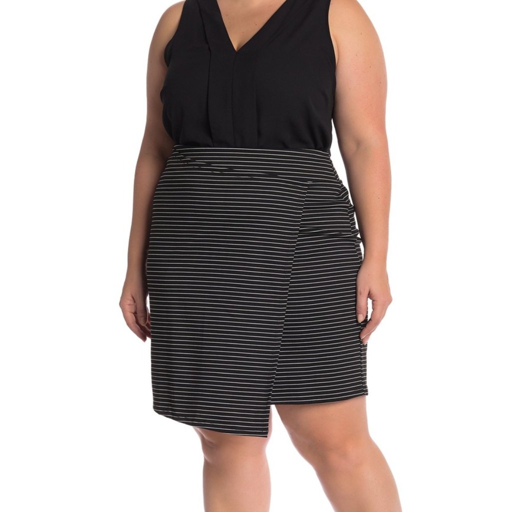 14th & Unionfaux Wrap Ponte Skirt, Black & White